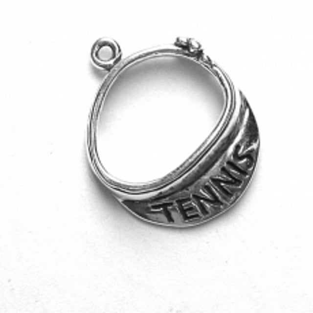 Sterling Silver 18" 1mm Box Chain 3D Tennis Player Sun Visor Cap Pendant Necklace