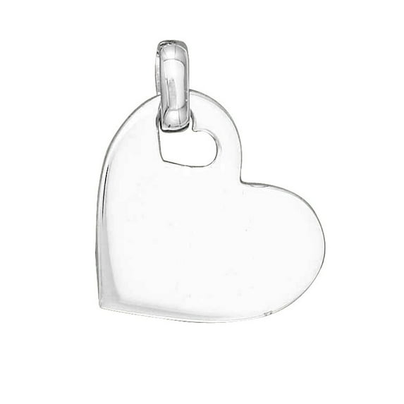 Sterling Silver 18" 1mm Box Chain Engraveable Heart In A Heart ID Tag Pendant Necklace