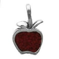 thumbnail image 1 of Sterling Silver 18" 1mm Box Chain Mini Red Stone Inlay Apple Pendant Necklace, 1 of 2