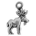 thumbnail image 1 of Sterling Silver 18" 1mm Box Chain Mini Right Facing Moose Pendant Necklace With Antlers, 1 of 2
