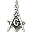 thumbnail image 1 of Sterling Silver 18" 1mm Masons Freemasonry Masonic Square Compass Letter G Pendant Necklace, 1 of 2