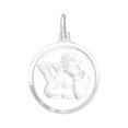thumbnail image 1 of Sterling Silver 18" .8mm Box Chain 3/4" Diameter Rafael Cherub Pendant Necklace, 1 of 2