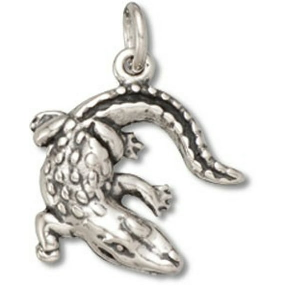 Sterling Silver 18" .8mm Box Chain 3D Alligator Pendant Necklace