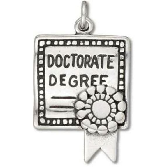 Sterling Silver 18" .8mm Box Chain 3D Doctorate Degree Certificate Pendant Necklace