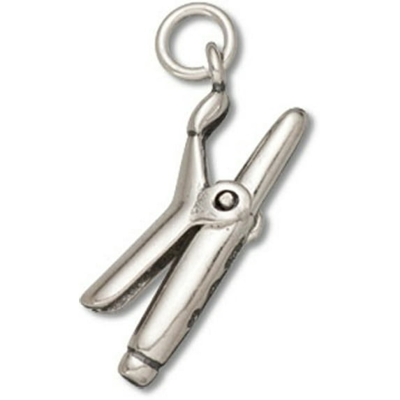 Sterling Silver 18" .8mm Box Chain 3D Moveable Clip Hair Curling Iron Pendant Necklace