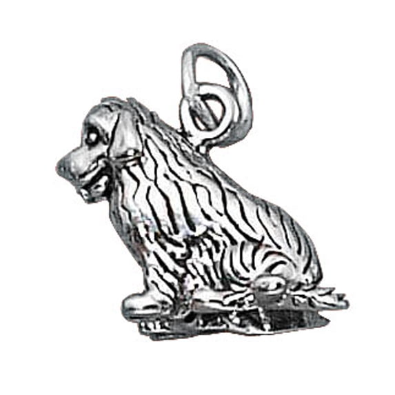Sterling Silver 18" .8mm Box Chain 3D Newfoundland Dog Breed Pendant Necklace