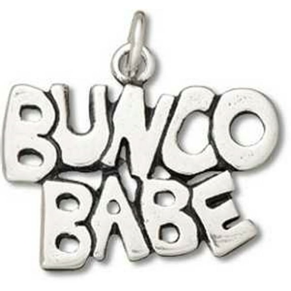 Sterling Silver 18" .8mm Box Chain BUNCO BABE Word Pendant Necklace