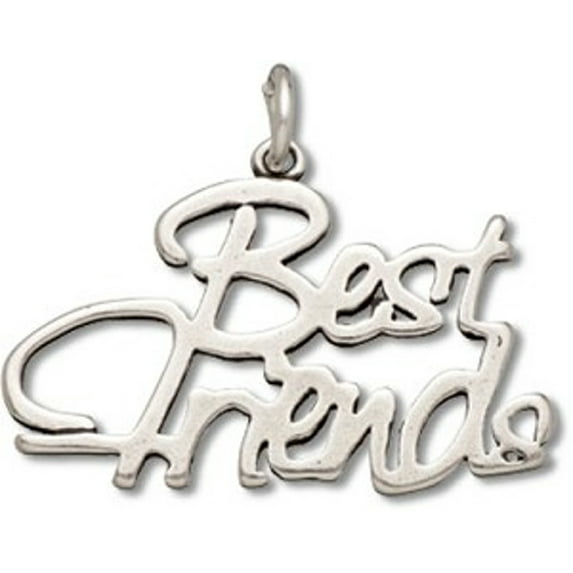 Sterling Silver 18" .8mm Box Chain Cursive Writing Best Friends Pendant Necklace