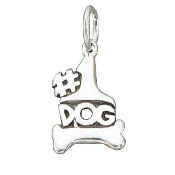 Sterling Silver 18" .8mm Box Chain Dog Pendant Necklace Message #1 Dog Bone