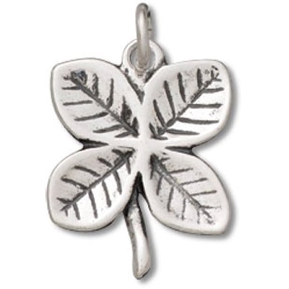 Sterling Silver 18" .8mm Box Chain Flat Four Leaf Clover Good Luck Pendant Necklace