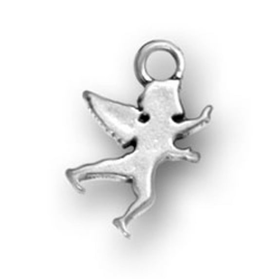 Sterling Silver 18" .8mm Box Chain Flying Angel Pendant Necklace