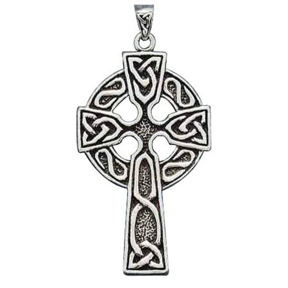 Sterling Silver 18" .8mm Box Chain Large Celtic Christian Cross Pendant Necklace