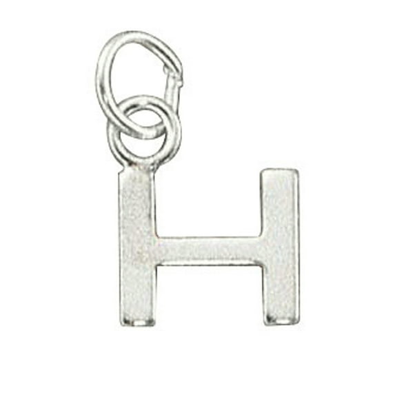 Sterling Silver 18" .8mm Box Chain Lined Letter H Pendant Necklace