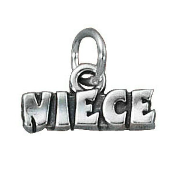 Sterling Silver 18" .8mm Box Chain NIECE Word Pendant Necklace