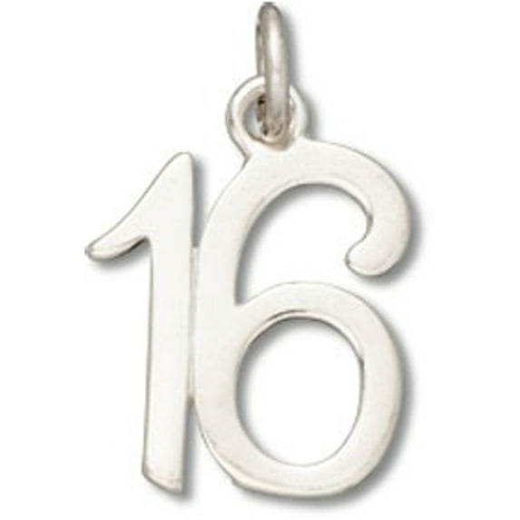 Sterling Silver 18" .8mm Box Chain Number 16 Sixteen Pendant Necklace