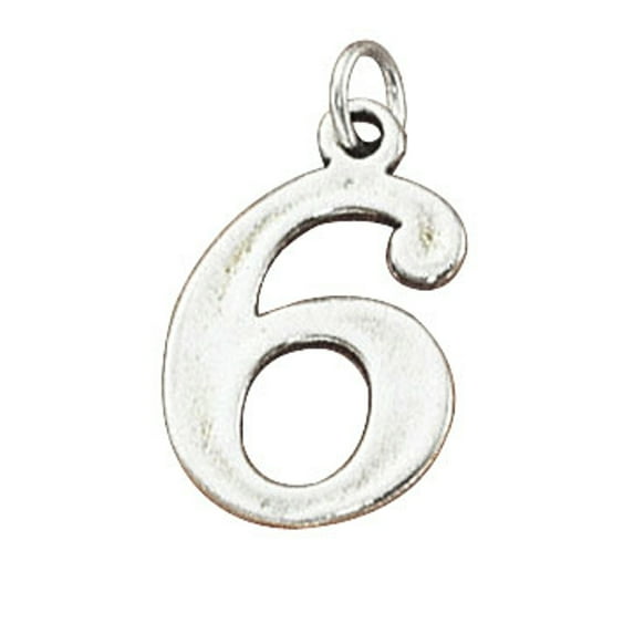 Sterling Silver 18" .8mm Box Chain Number Six 6 Pendant Necklace