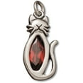 thumbnail image 1 of Sterling Silver 18" .8mm Box Chain Red Cubic Zirconia Kitty Cat Long Tail Pendant Necklace, 1 of 2