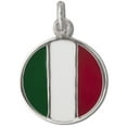 thumbnail image 1 of Sterling Silver 18" .8mm Box Chain Round Itailian Italy Flag Symbol Pendant Necklace, 1 of 2