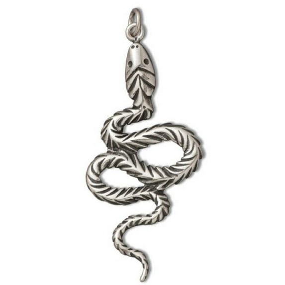 Sterling Silver 18" .8mm Box Chain Slithering Pet Snake Pendant Necklace
