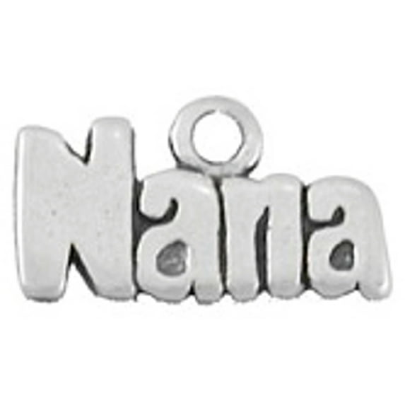 Sterling Silver 18" .8mm Box Chain Small Nana Word Pendant Necklace