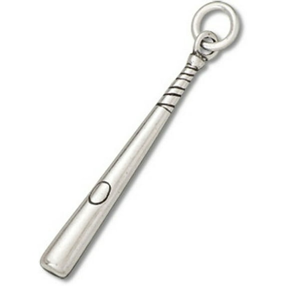 Sterling Silver 18" Unisex 1.5mm Box Chain 3D Baseball Bat Pendant Necklace