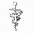 thumbnail image 1 of Sterling Silver 18" Unisex 1.5mm Box Chain 3D Caduceus Veterinary Technician Symbol Pendant Necklace, 1 of 2