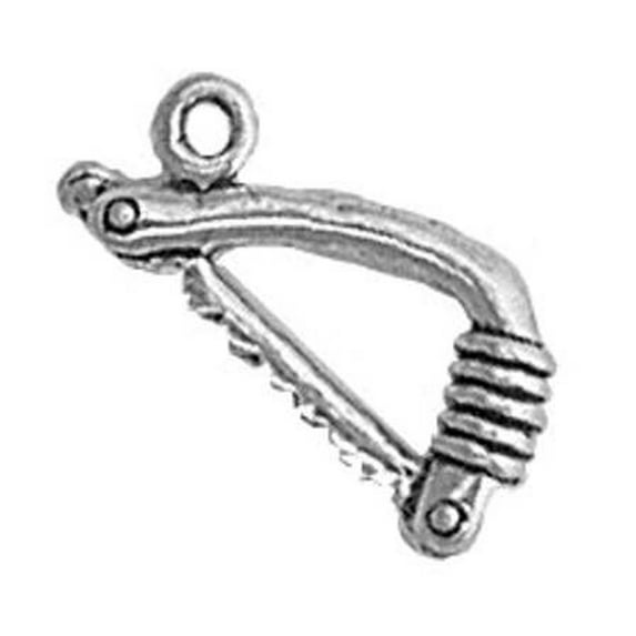 Sterling Silver 18" Unisex 1.5mm Box Chain 3D Collapsible Hand Saw Pendant Necklace