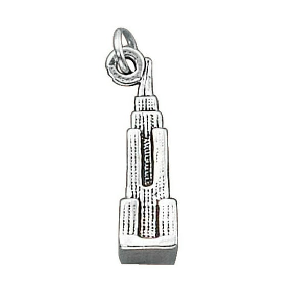 Sterling Silver 18" Unisex 1.5mm Box Chain 3D Empire State Building Pendant Necklace