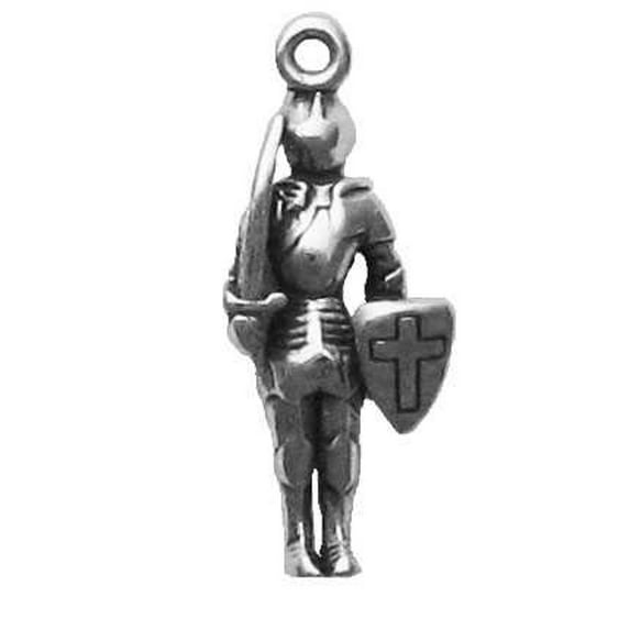 Sterling Silver 18" Unisex 1.5mm Box Chain 3D Knight-Errant Guard In Armor Pendant Necklace