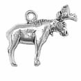 thumbnail image 1 of Sterling Silver 18" Unisex 1.5mm Box Chain 3D Large Detailed Moose Antlers Pendant Necklace, 1 of 2