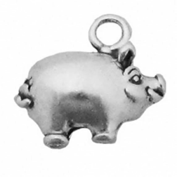 Sterling Silver 18" Unisex 1.5mm Box Chain 3D Piggy Bank Pendant Necklace