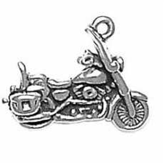 Sterling Silver 18" Unisex 1.5mm Box Chain 3D Side Facing Motorcycle Pendant Necklace