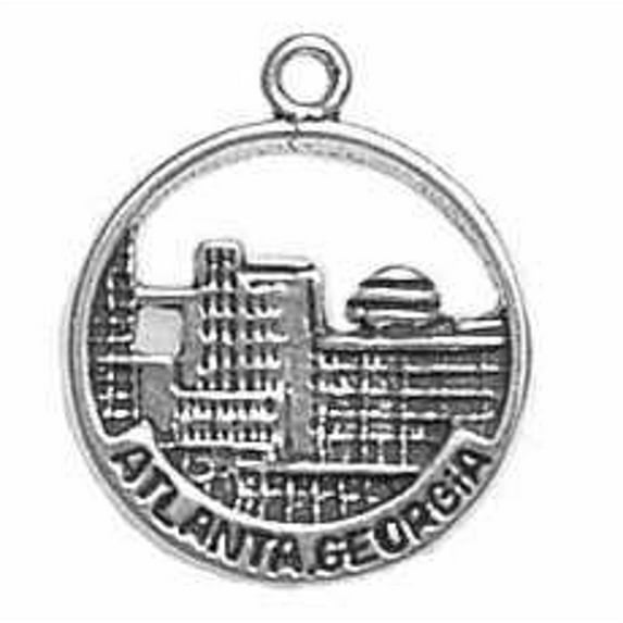 Sterling Silver 18" Unisex 1.5mm Box Chain Atlanta Georgia City Pendant Necklace