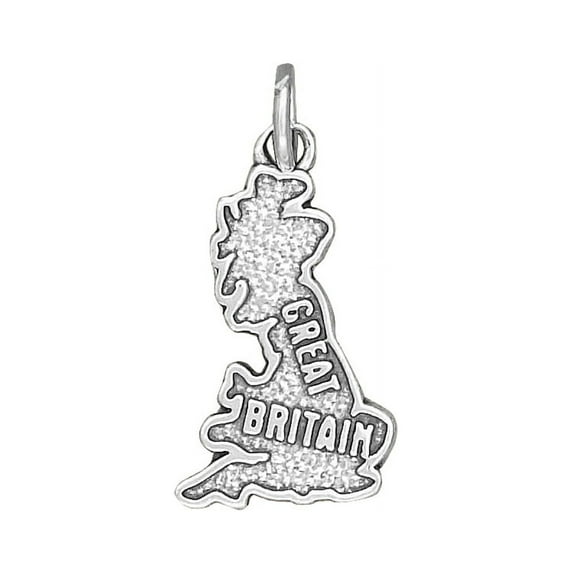 Sterling Silver 18" Unisex 1.5mm Box Chain "GREAT BRITAIN" Country Pendant Necklace