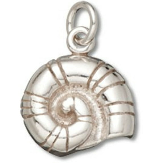 Sterling Silver 18" Unisex 1.5mm Box Chain Moon Snail Nautilus Beach Seashell Pendant Necklace