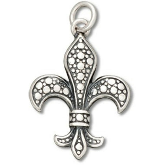 Sterling Silver 18" Unisex 1.5mm French Heritage Fleur De Lis Pendant Necklace With Circle Designs