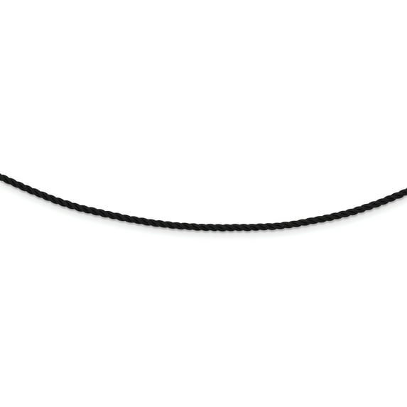 Sterling Silver 18 inch 2mm Black Twisted Rubber Necklace