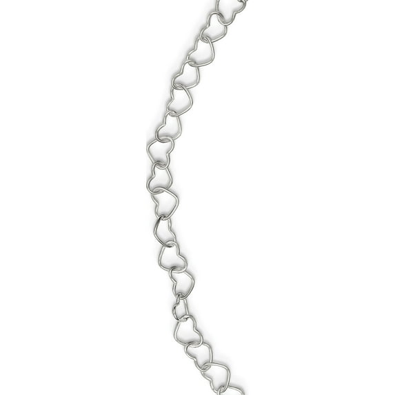 Sterling Silver 18Inch Polished Fancy Heart Link Necklace (18 X 6) Made In Italy qh320-18