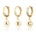 thumbnail image 1 of Sterling Silver 18K Gold Plated Initial N Disc Drop Huggie Earring, Half-Pair, 1 of 7