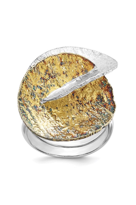 Sterling Silver 18K Yellow Gold-plated Overlapping Circles Ring