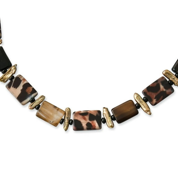 Sterling Silver 18in Mother of Pearl/Freshwater Cultured Pearl/Agate Necklace