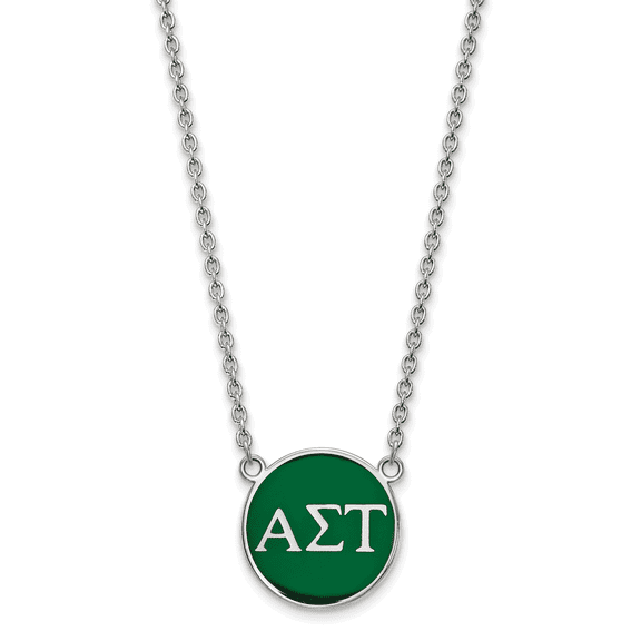 Sterling Silver 18in Official Licensed Greek Sororities Alpha Sigma Tau (???) Small Enamel Pendant w/Necklace