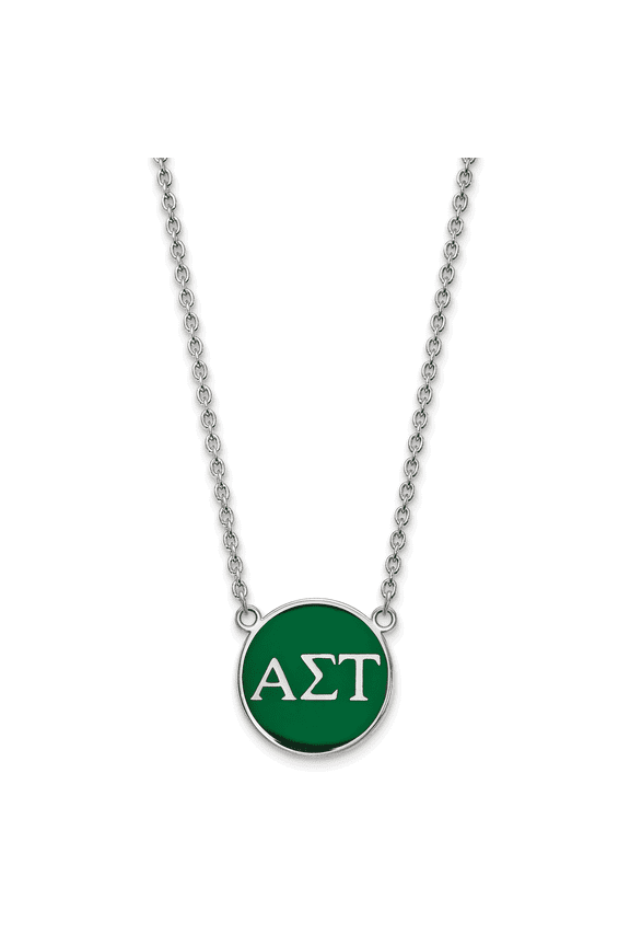 Sterling Silver 18in Official Licensed Greek Sororities Alpha Sigma Tau (???) Small Enamel Pendant w/Necklace