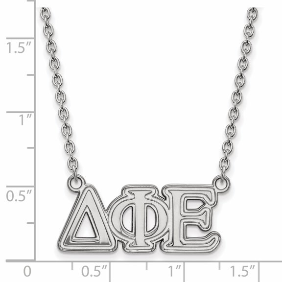 Sterling Silver 18in Official Licensed Greek Sororities Delta Phi Epsilon (???) Medium Pendant w/ Necklace