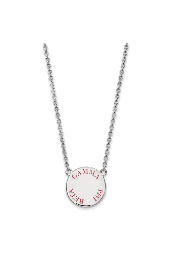 Sterling Silver 18in Official Licensed Greek Sororities Gamma Phi Beta (???) Small Enamel Pendant w/Necklace