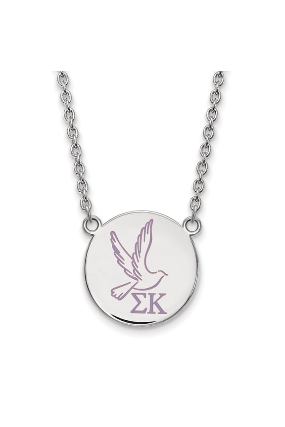 Sterling Silver 18in Official Licensed Greek Sororities Sigma Kappa (??) Small Enamel Pendant w/Necklace