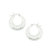 Sterling Silver 18x4mm Graduated Diamond Cut Puffed Hoop Earrings