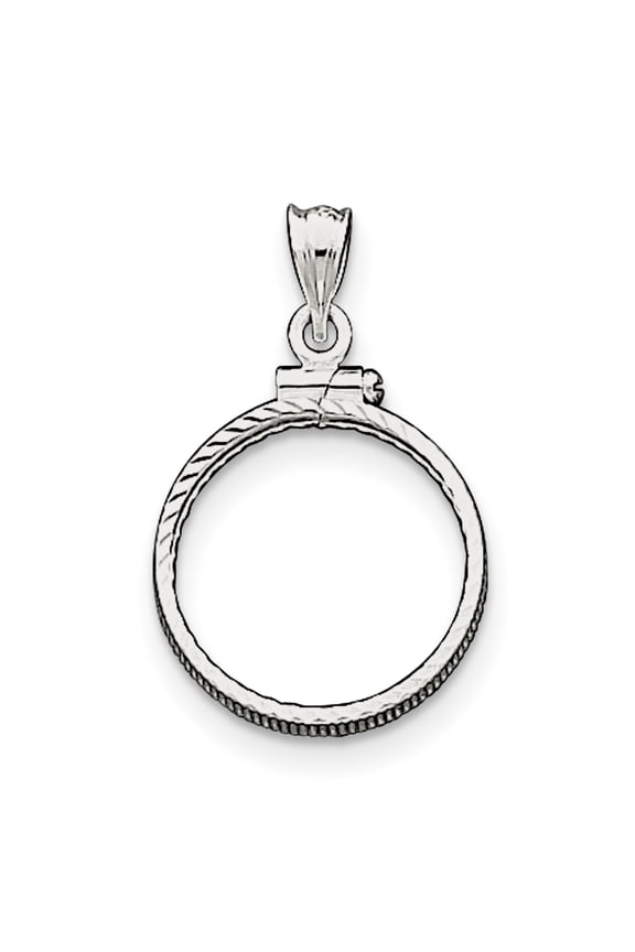 Sterling Silver 19.1 x 1.5mm $0.01 Diamond Cut Coin Bezel Pendant