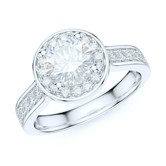 Sterling Silver 1CT Simulated Round Brilliant Cut Diamond Halo Promise Engagement Ring (7)