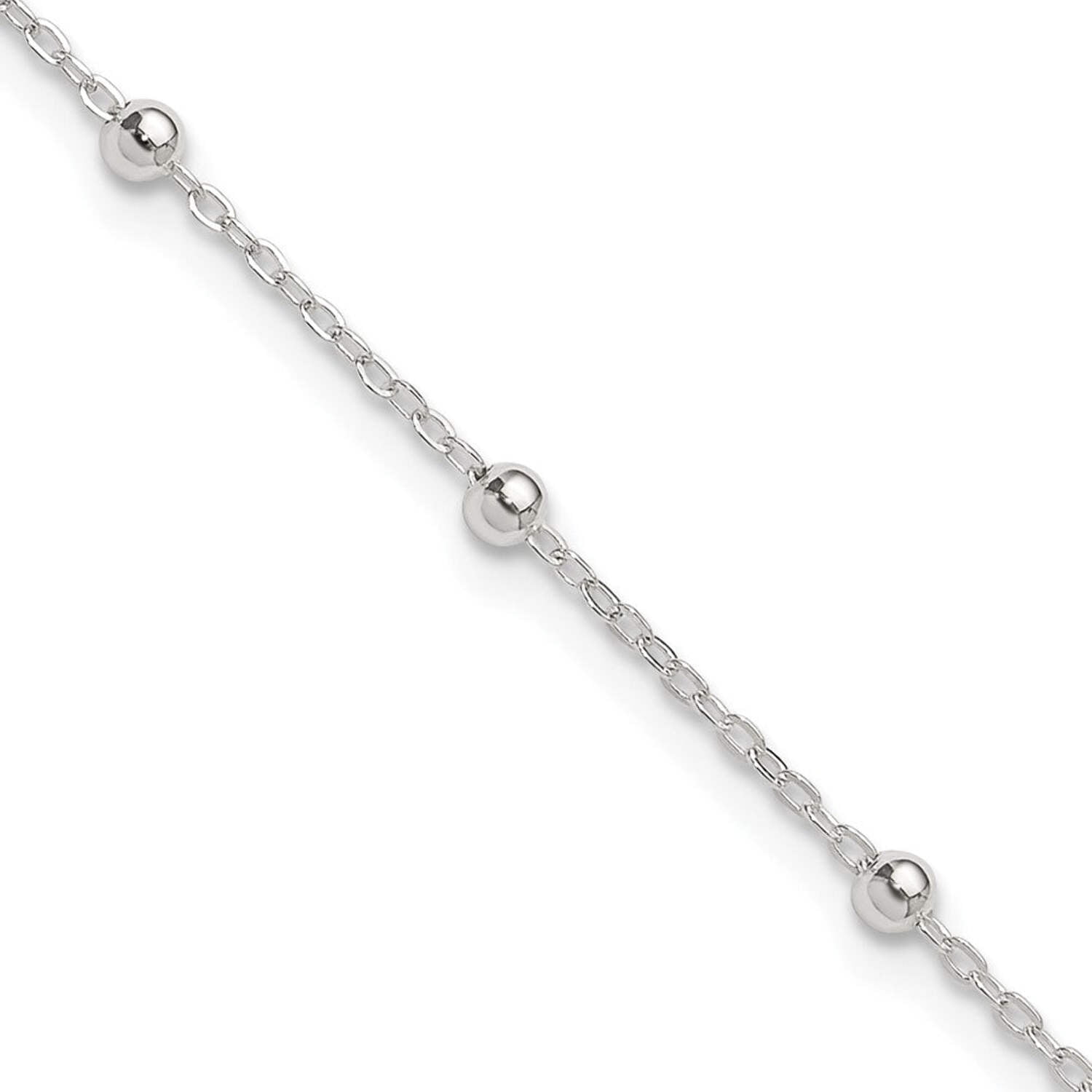 Sterling Silver Beaded Chain Anklet